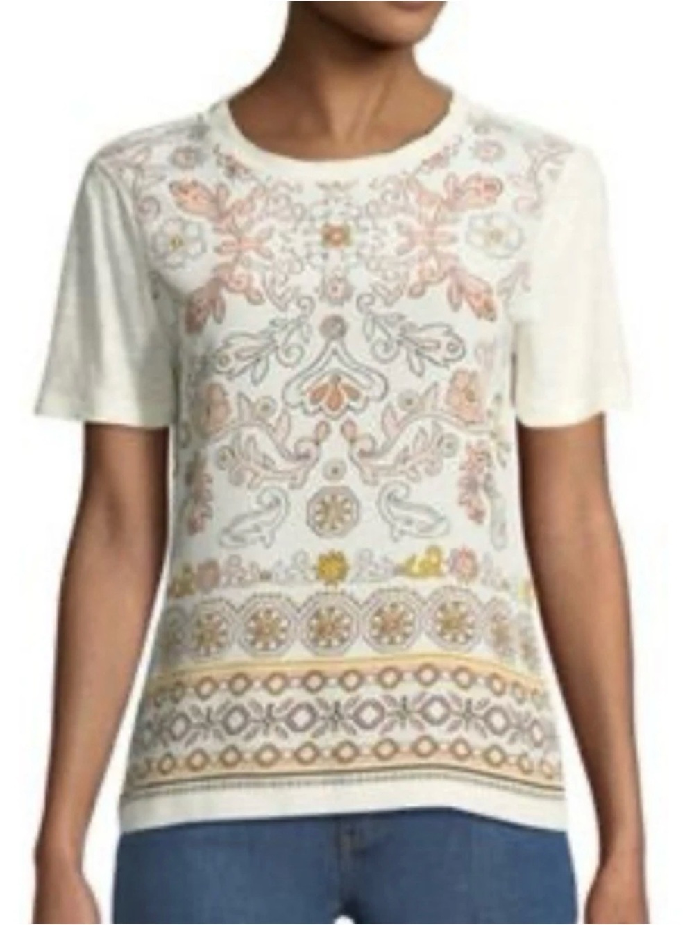 Tory Burch Kayla Mixed Media Top Silk Front Linen Back size Large Lightweight